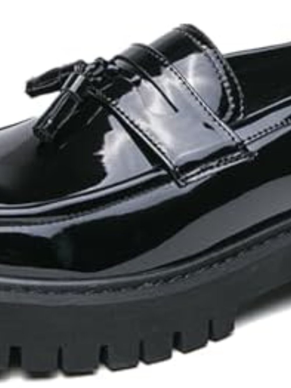 Men's Black Chunky Platform Loafer Slip On Business Casual Dress Shoes - Picture 3 of 5